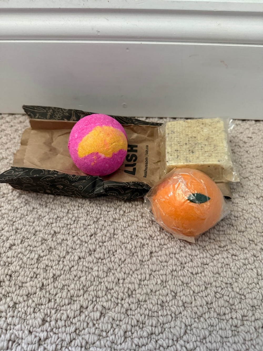 Lush Passion Bath Bomb, Easy Peeler Salt Scrub & Buffy Body Butter Bar Set of 3